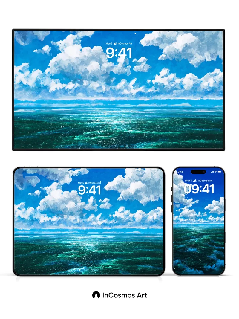 Azure Reverie Wallpaper with Cloud-Brushed Depths