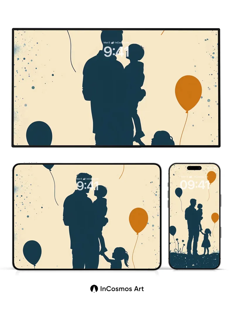 Silhouetted Reverie Wallpaper with Floating Balloons