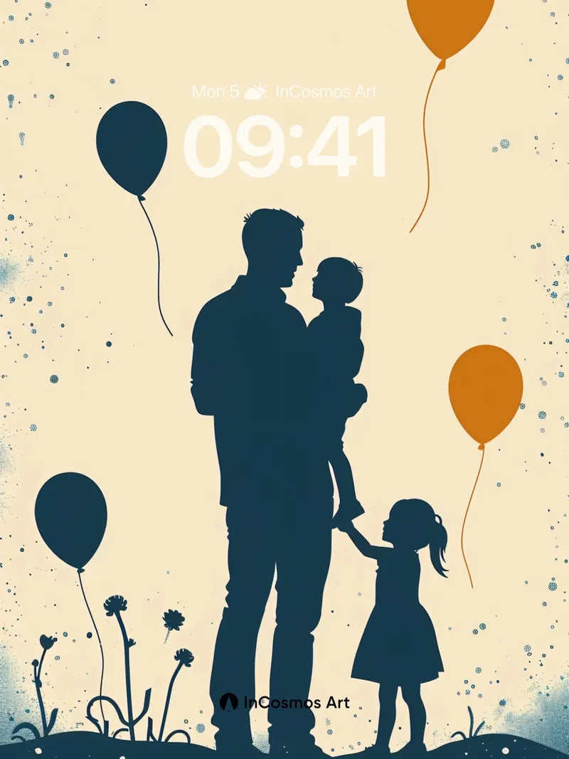 Silhouetted Reverie Wallpaper with Floating Balloons