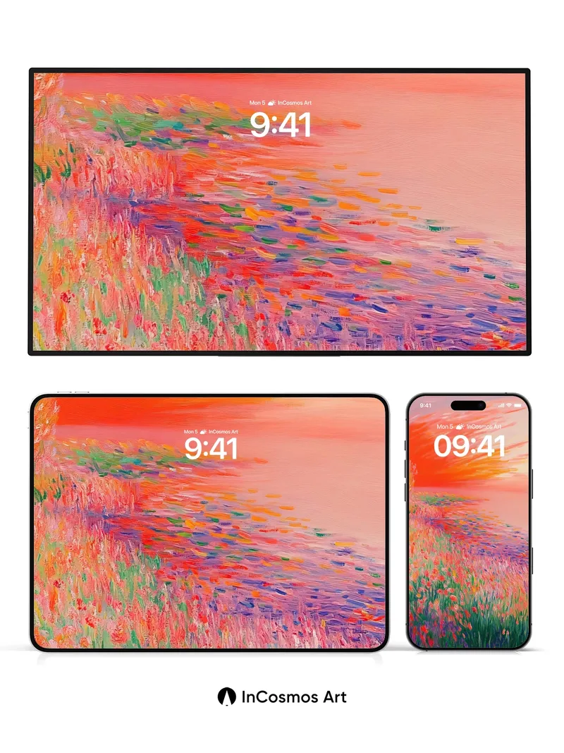 Crimson Horizon Wallpaper with Painted Light