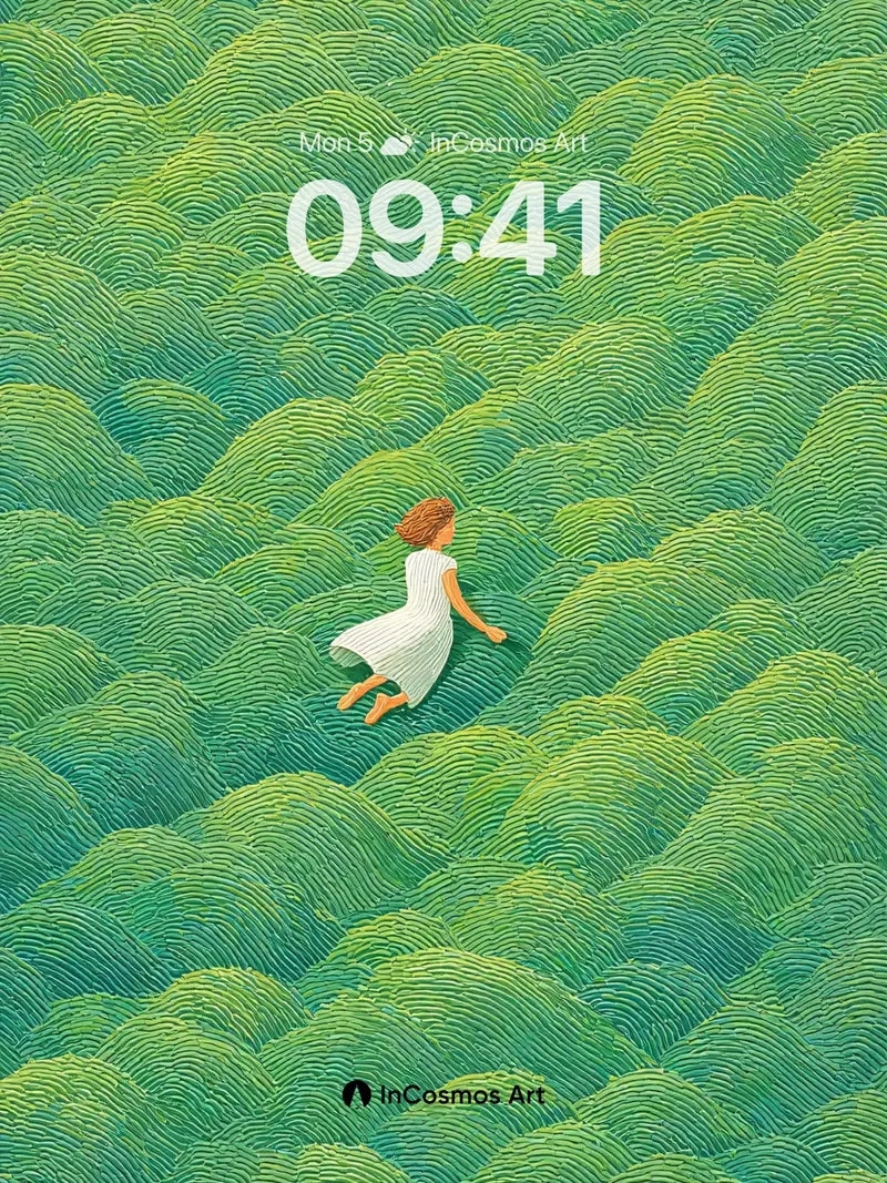 Serenity Wave Wallpaper with Floating Figure wallpaper for iPhone, iPad & Mac