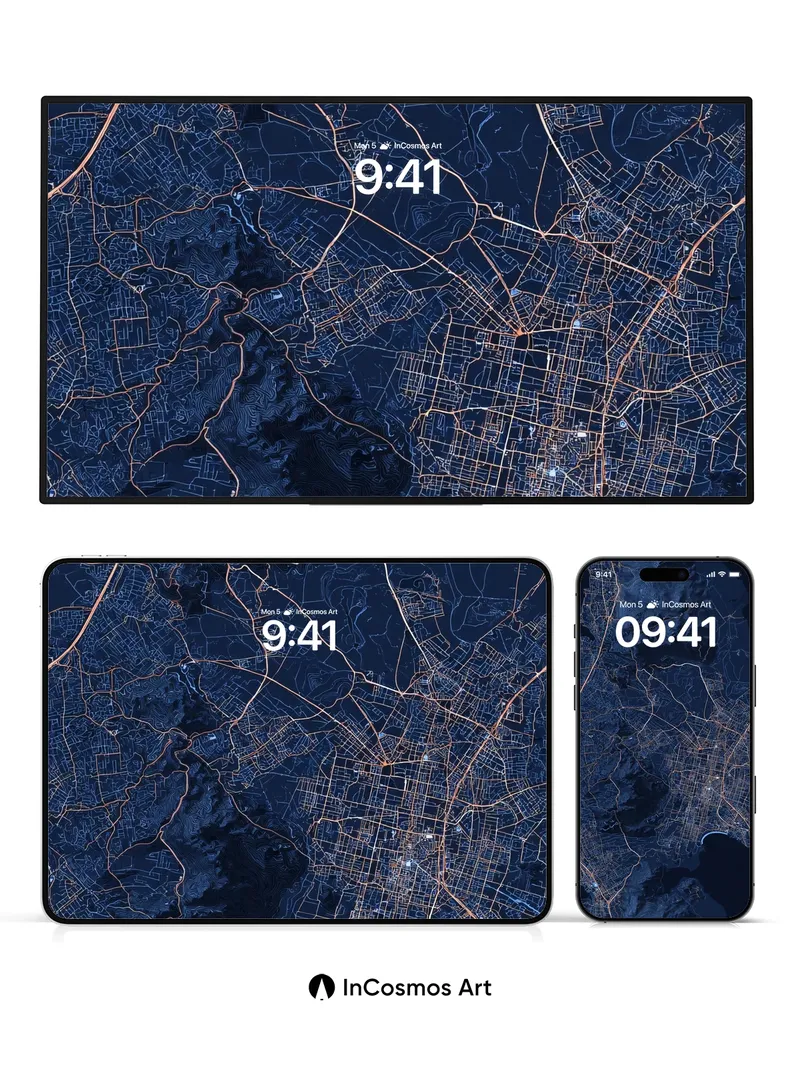 Neon Vein Wallpaper with City Pulse