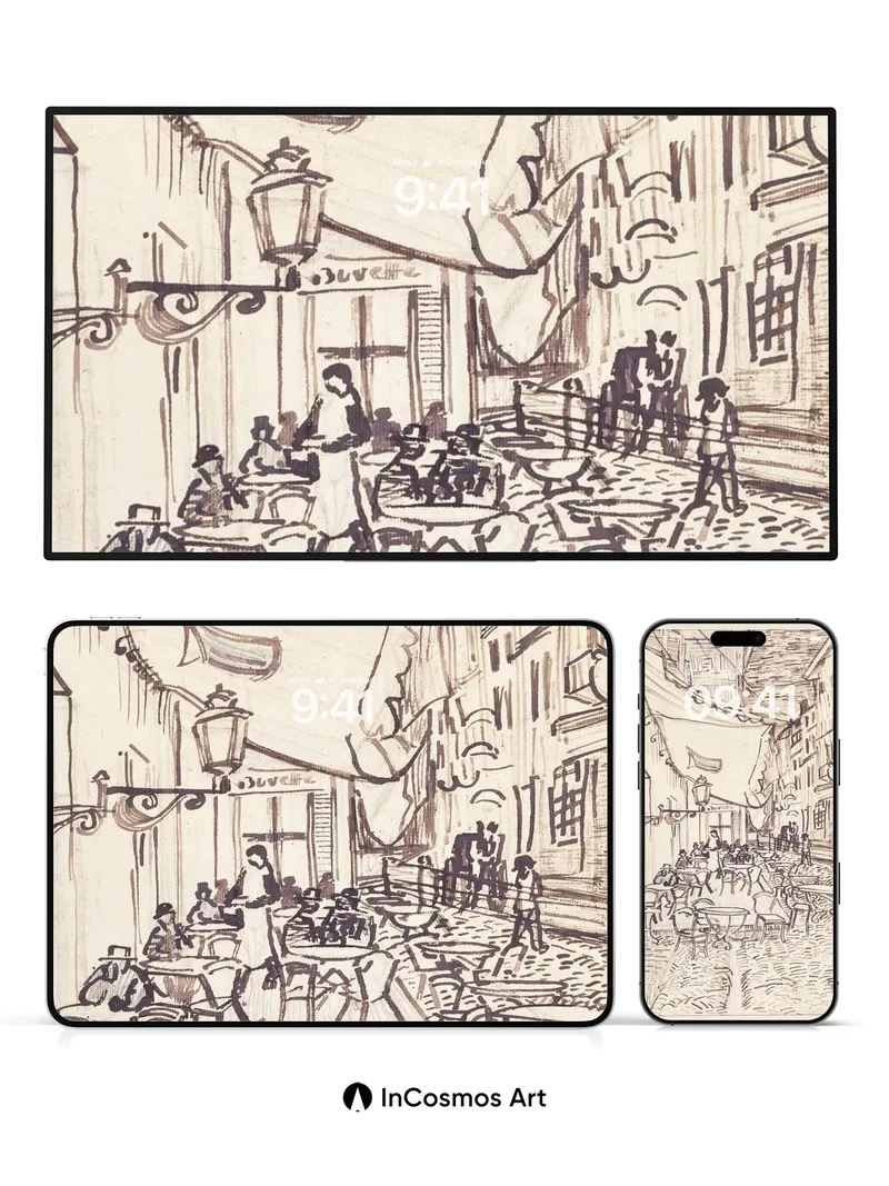 Nostalgic Streetlight Wallpaper with Cobblestone Whispers