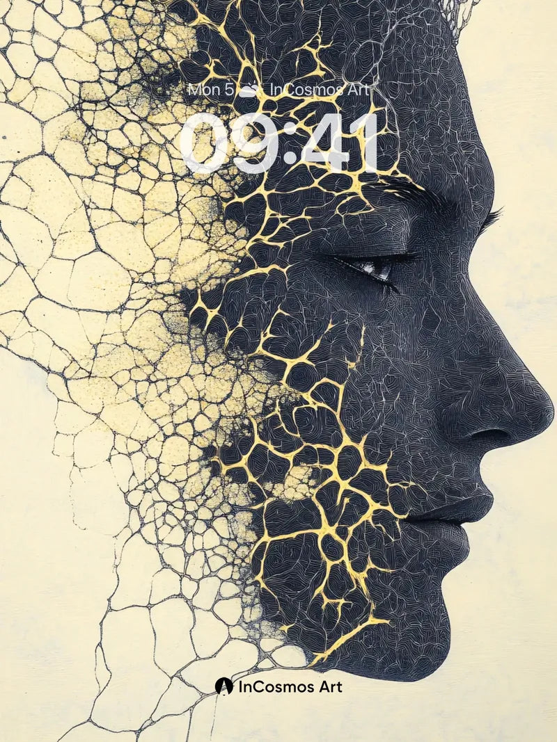 Fractured Serenity Wallpaper with Golden Veins wallpaper for iPhone, iPad & Mac