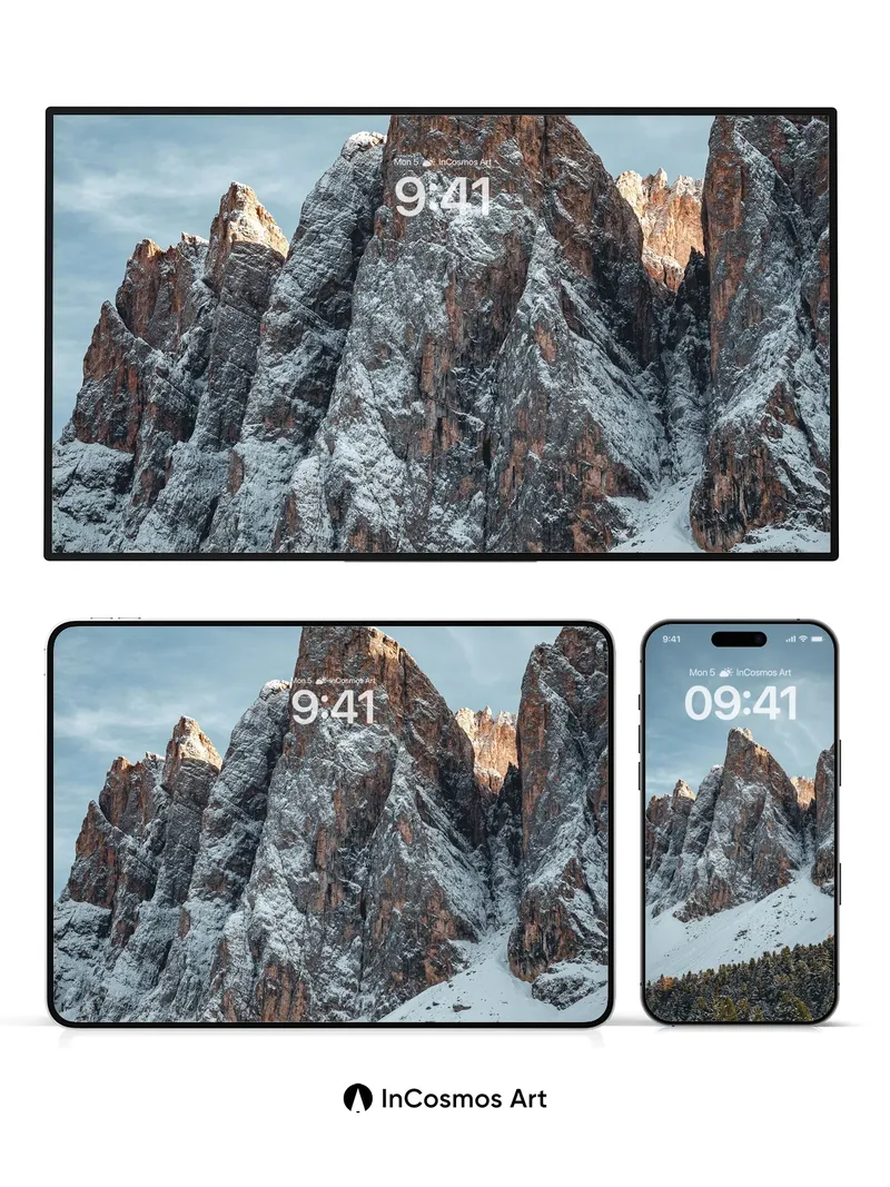 Frost-Crowned Peaks Wallpaper with Alpine Silence