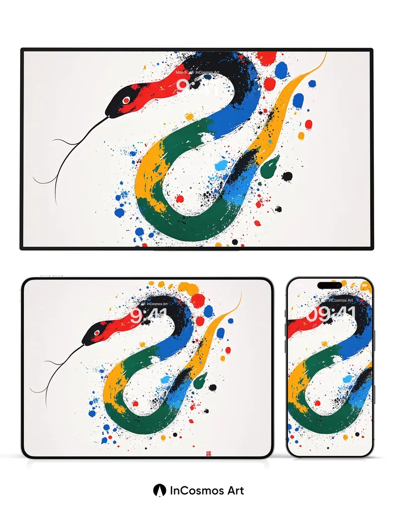 Vibrant Serpent Wallpaper with Splatter Energy