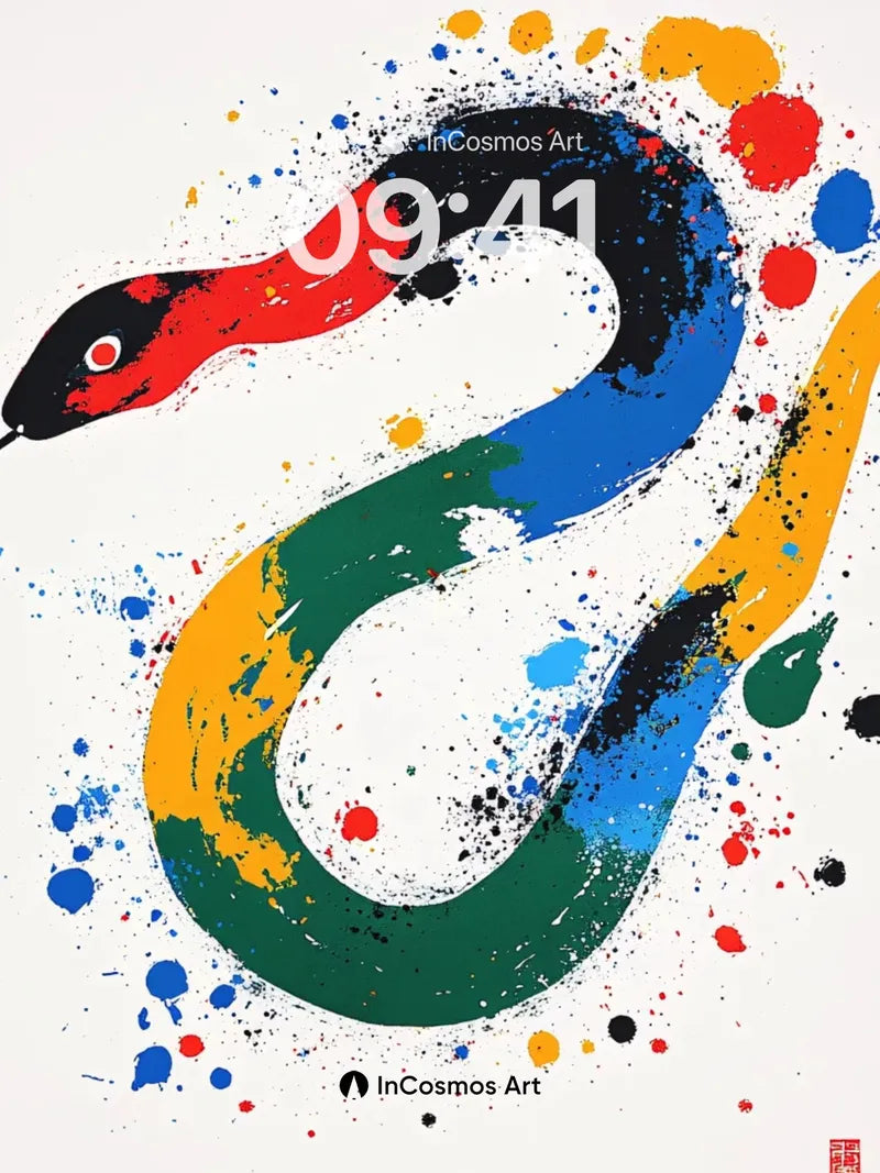 Vibrant Serpent Wallpaper with Splatter Energy