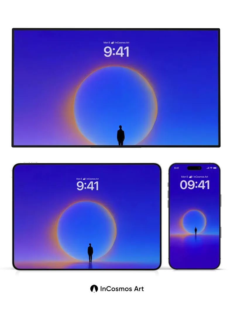 Serenity Sphere Wallpaper with Cosmic Silhouette