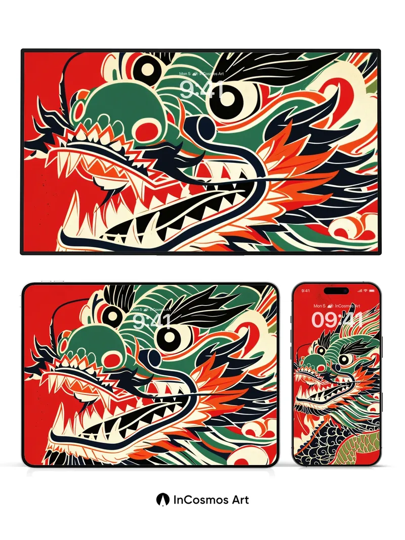 Fierce Crimson Dragon Wallpaper with Mythic Scales