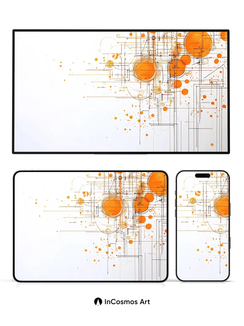 Circuit Pulse Wallpaper with Floating Orbs