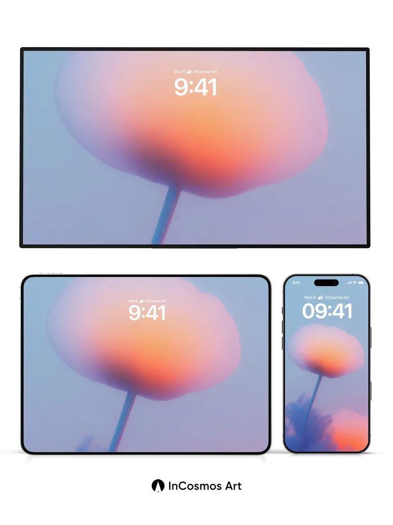 Soft Haze Wallpaper with Floating Bloom