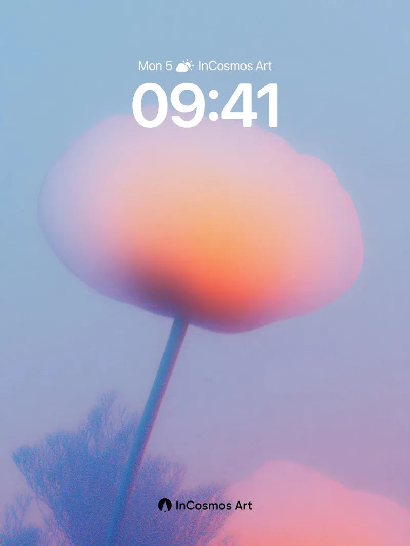 Soft Haze Wallpaper with Floating Bloom