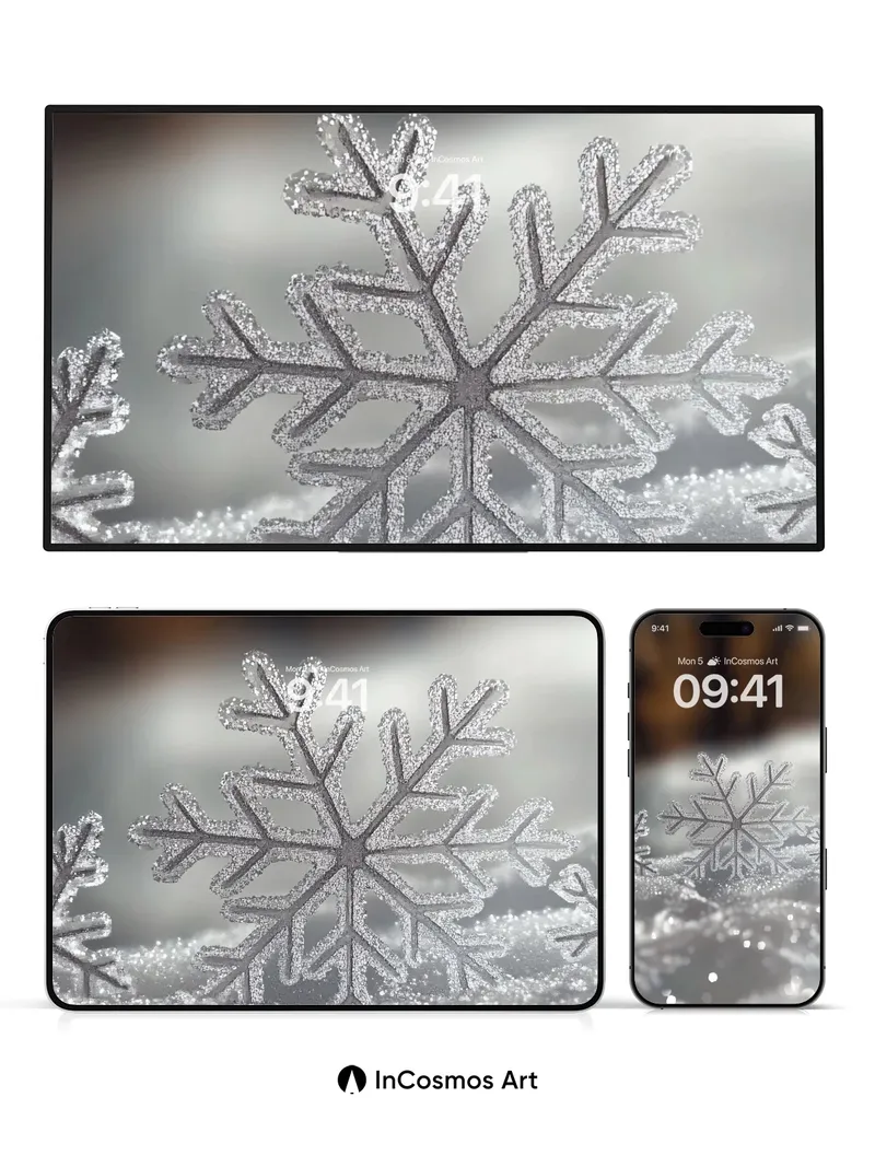 Frost Whisper Wallpaper with Glittering Snowflakes