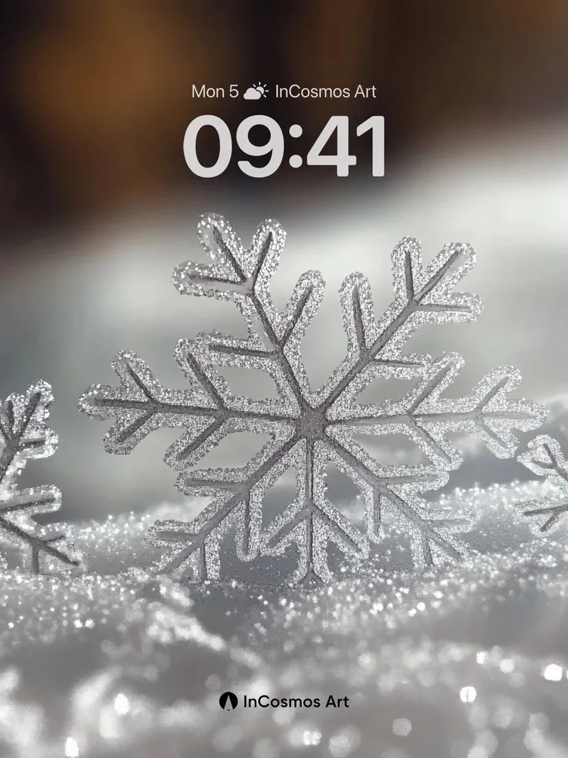 Frost Whisper Wallpaper with Glittering Snowflakes