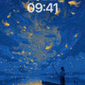 Starry Goldfish Wallpaper with Van Gogh Swirls wallpaper for iPhone, iPad & Mac