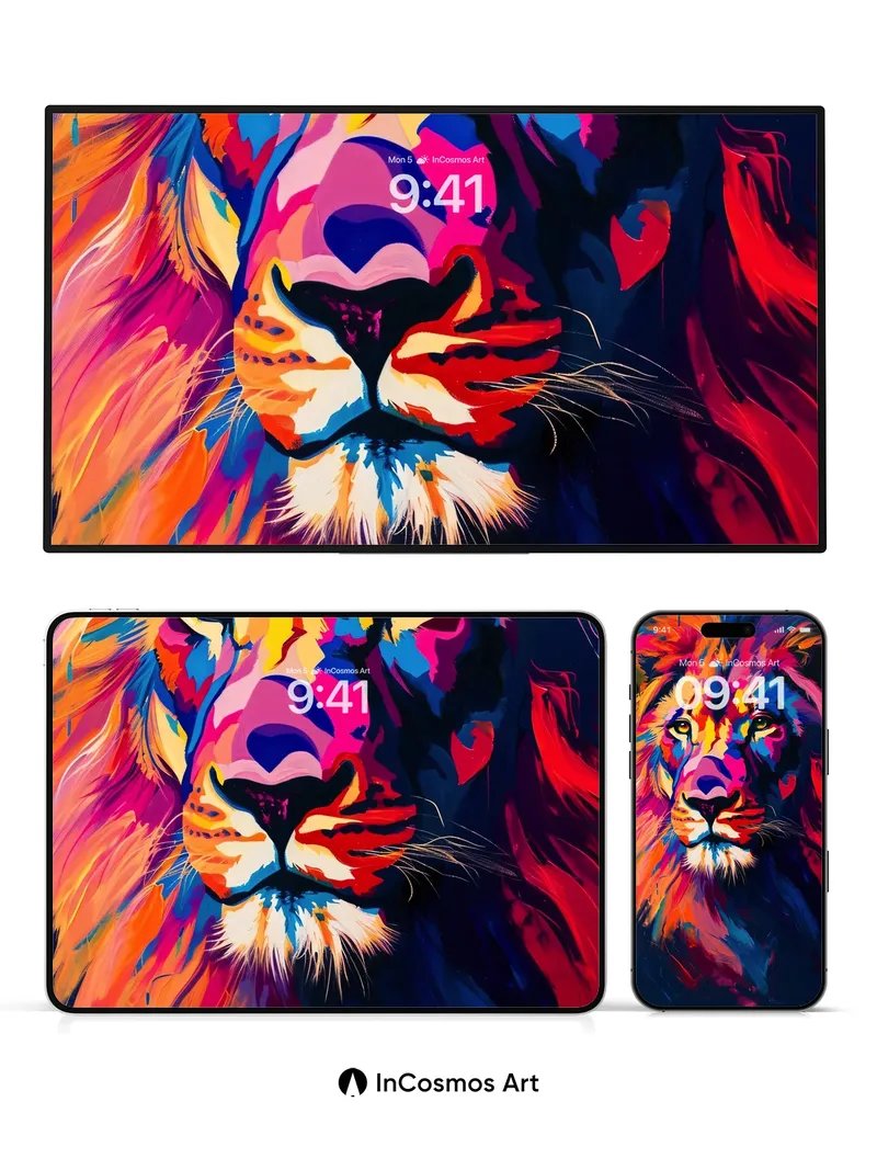 Neon Pulse Lion Wallpaper with Electric Mane