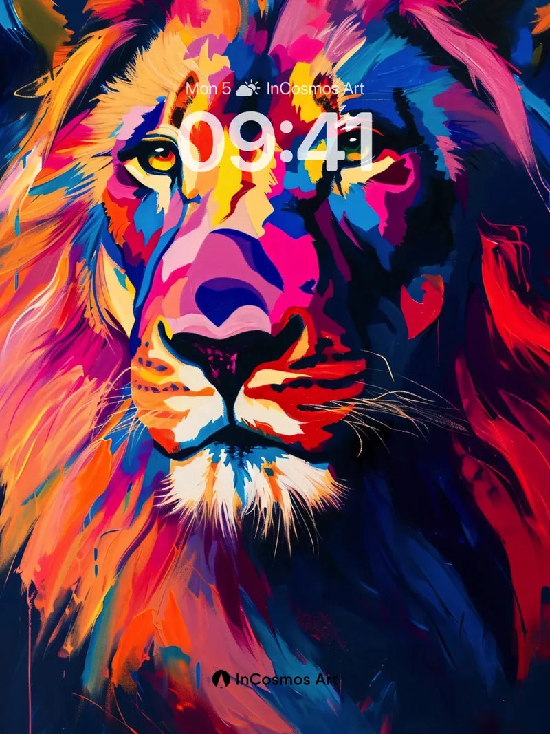 Neon Pulse Lion Wallpaper with Electric Mane