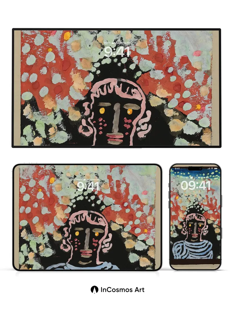 Mystic Gaze Wallpaper with Polka-Dot Cosmos