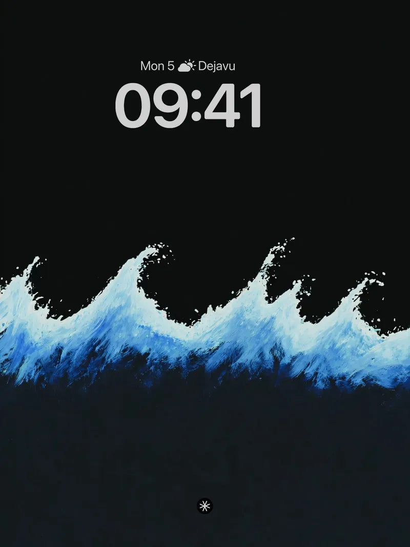 Serene Ocean Waves AMOLED Black Background wallpaper for iPhone, iPad & Mac