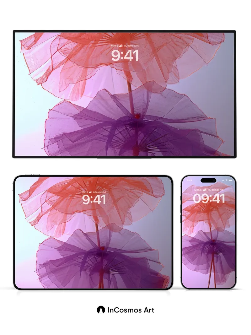 Floating Tulle Wallpaper with Ethereal Hues