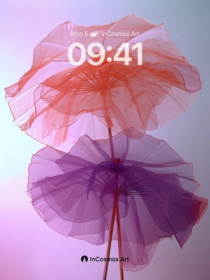 Floating Tulle Wallpaper with Ethereal Hues