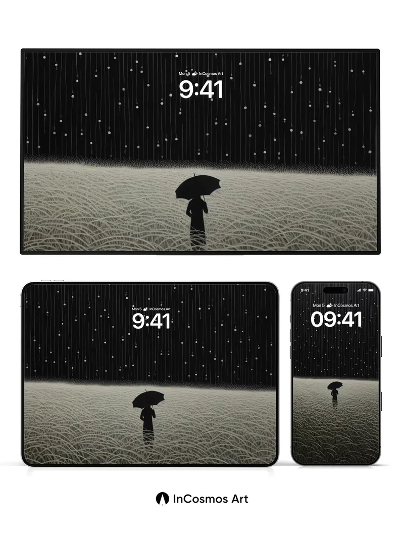 Lonely Rainfall Wallpaper with Starlit Drizzle