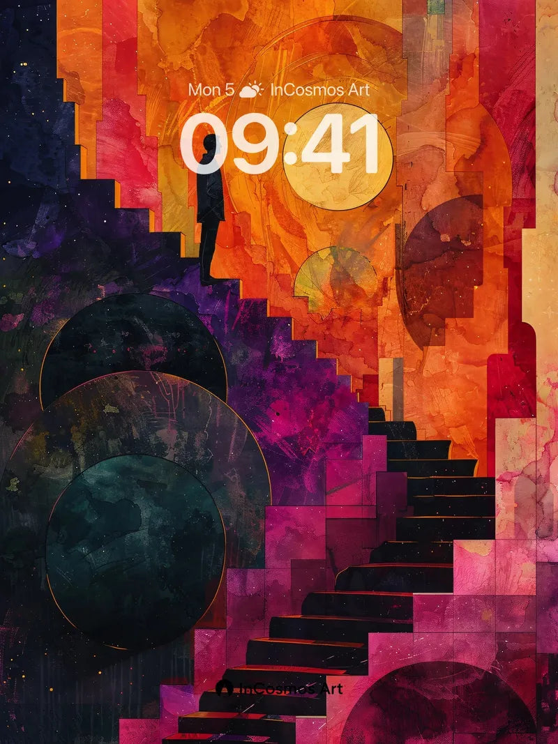 Cosmic Stairway Wallpaper with Celestial Echoes