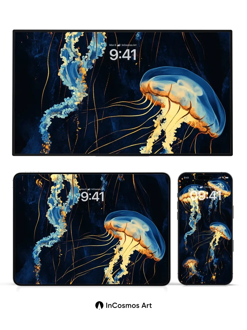 Luminous Abyss Wallpaper with Bioluminescent Drift