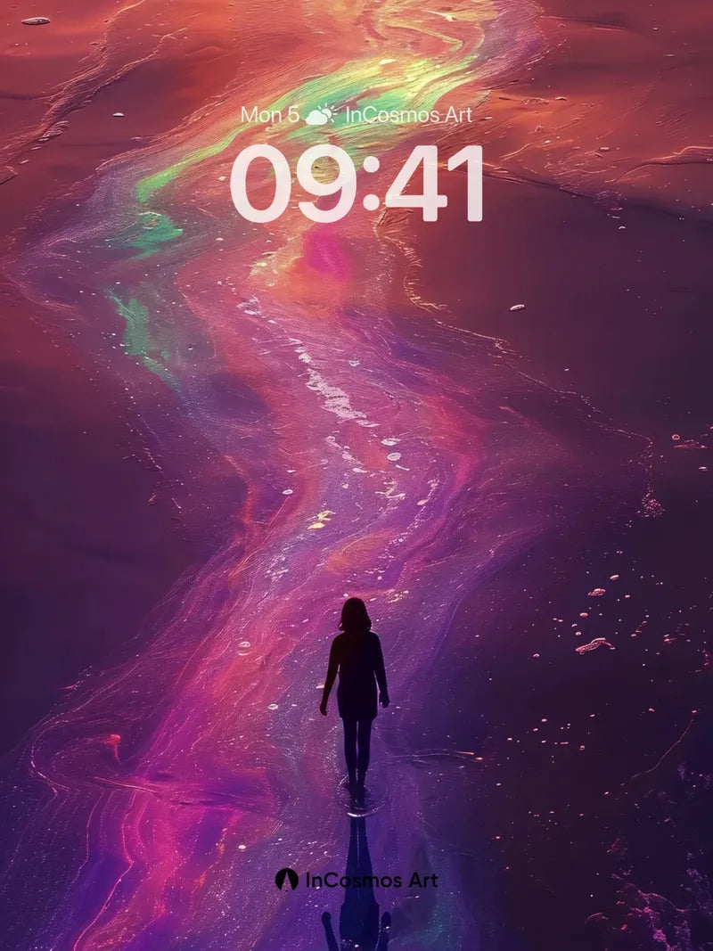 Luminous Path Wallpaper with Cosmic Reflection