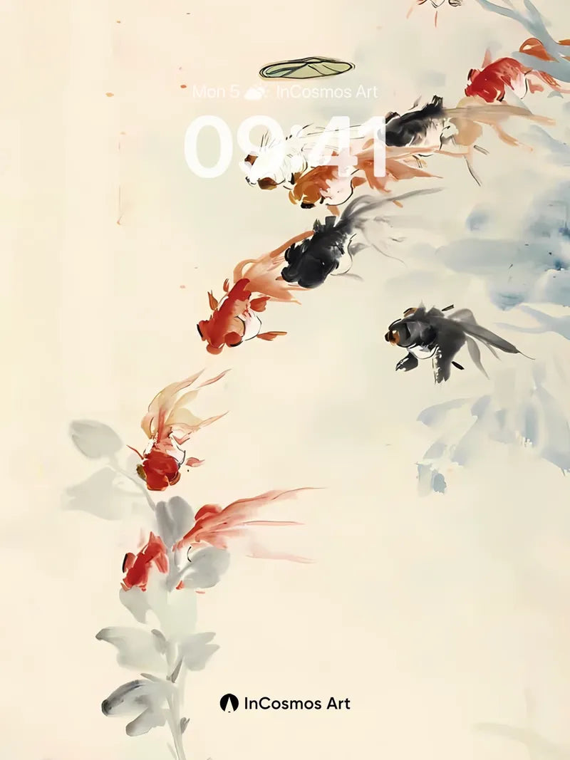Serene Koi Flow Wallpaper with Ink Wash Motion