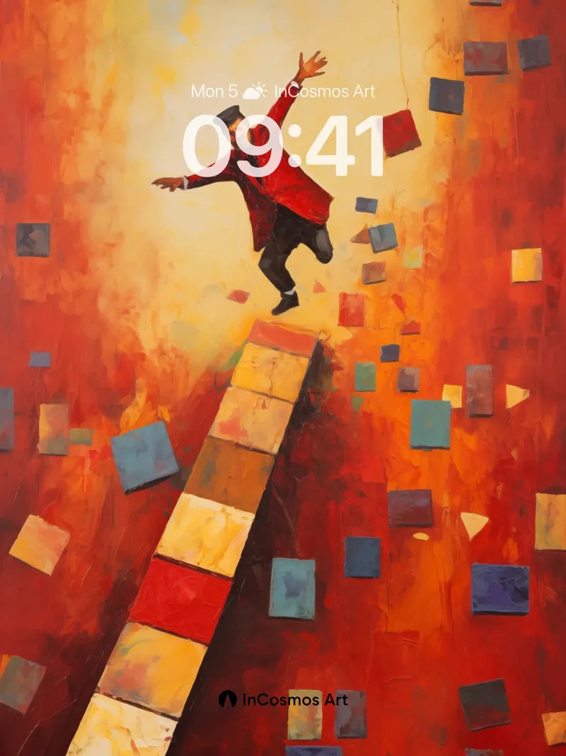 Crimson Leap Wallpaper with Floating Squares wallpaper for iPhone, iPad & Mac