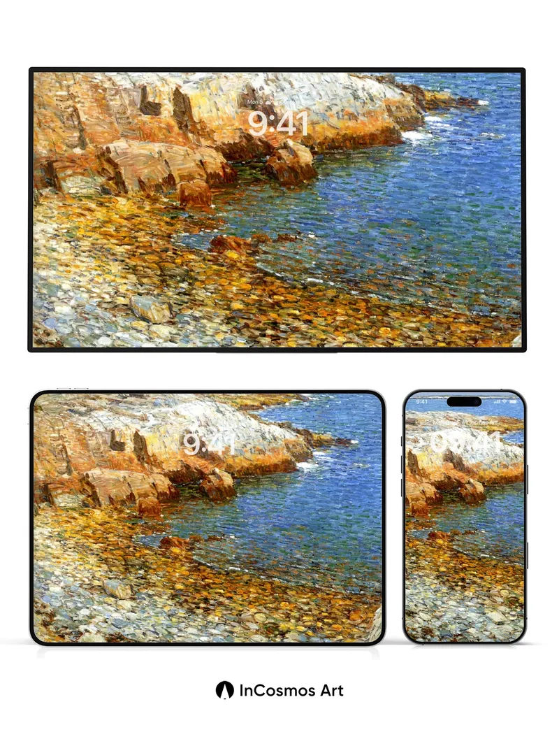 Sunlit Stone Wallpaper with Ocean Breath