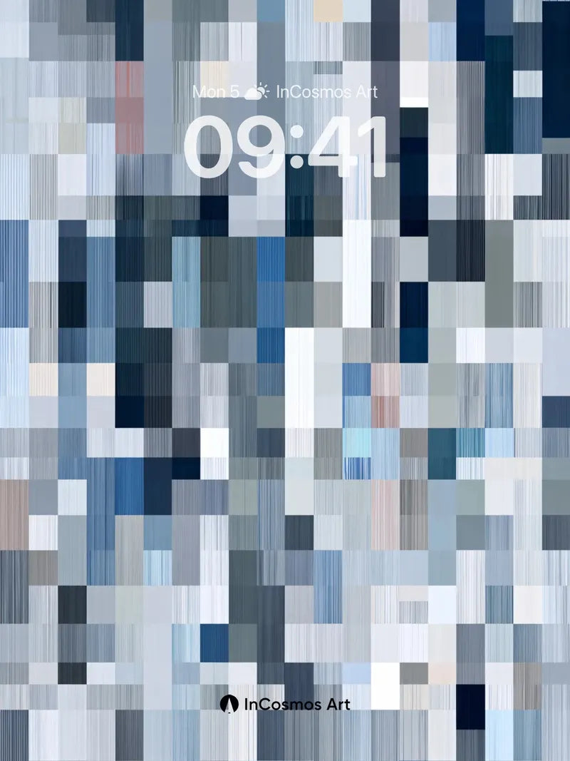 Digital Rainfall Wallpaper in Pixelated Blues