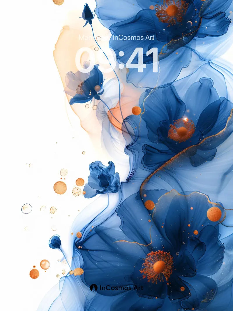 Cobalt Mirage Wallpaper with Floating Orbs