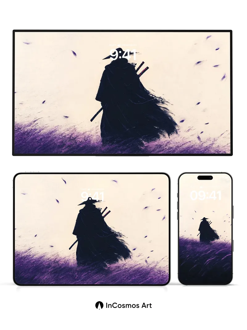 Silhouette Mirage Wallpaper with Floating Petals