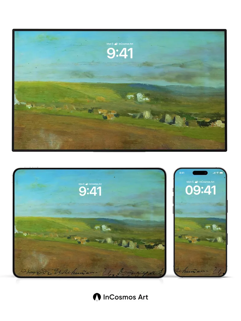 Serenity Field Wallpaper with Whispering Skies