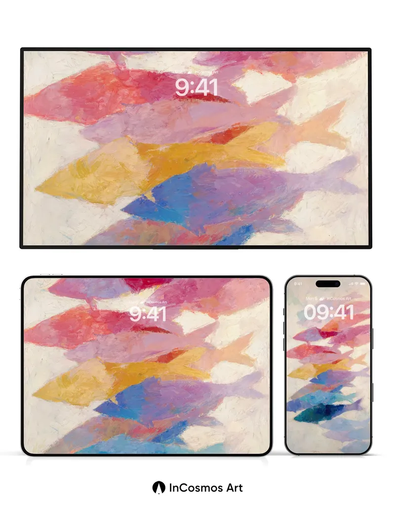 Floating Chroma Wallpaper with Ethereal Fish