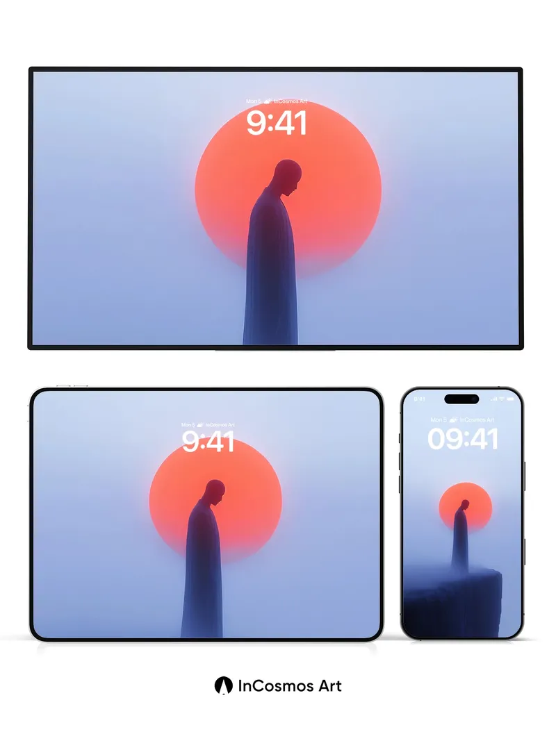 Serenity Solitude Wallpaper with Crimson Orb