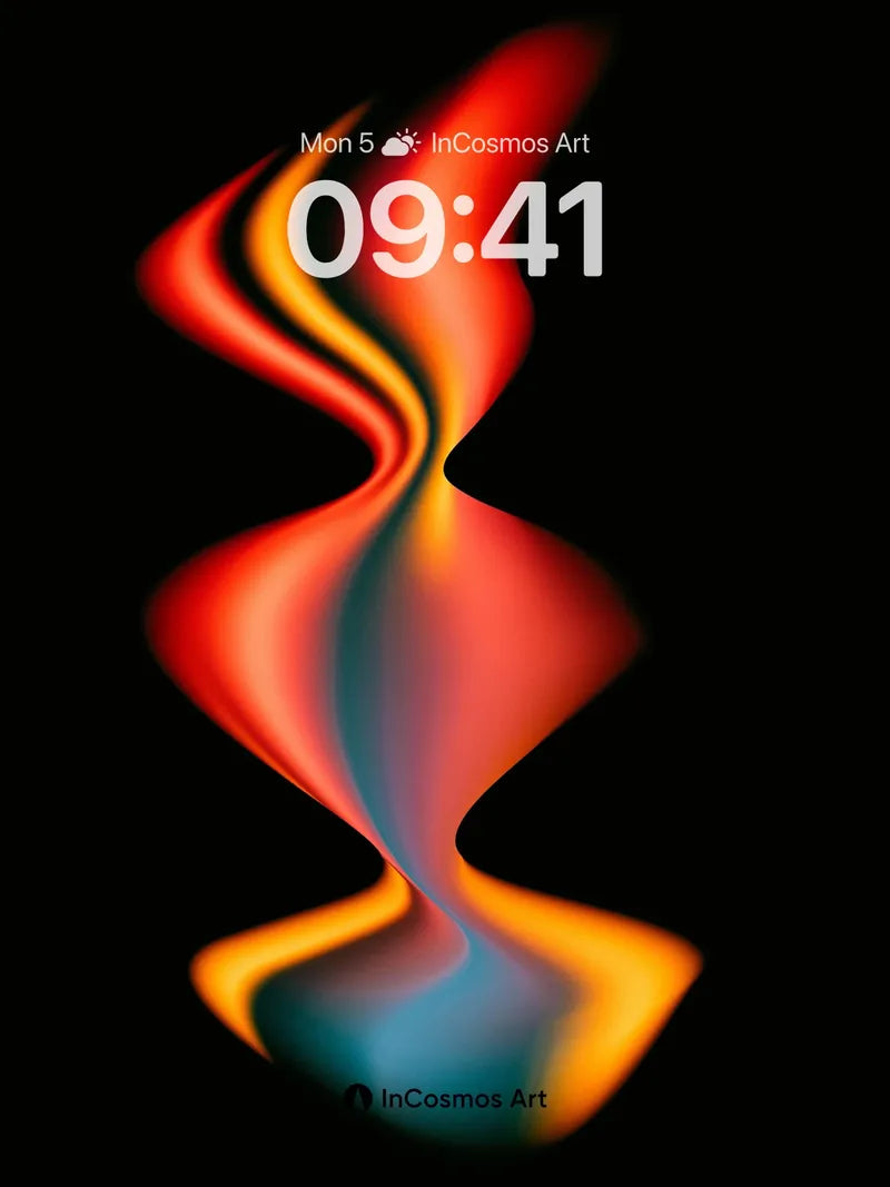 Luminous Wave Wallpaper with Liquid Fire