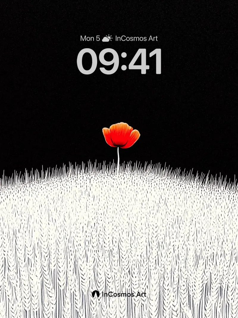 Solitary Bloom Wallpaper with Monochrome Field