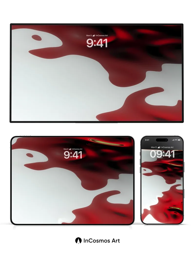 Crimson Pulse Wallpaper with Liquid Reflections