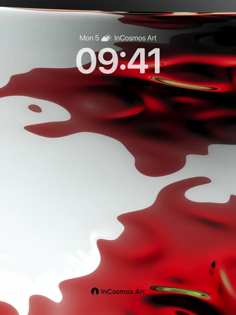 Crimson Pulse Wallpaper with Liquid Reflections