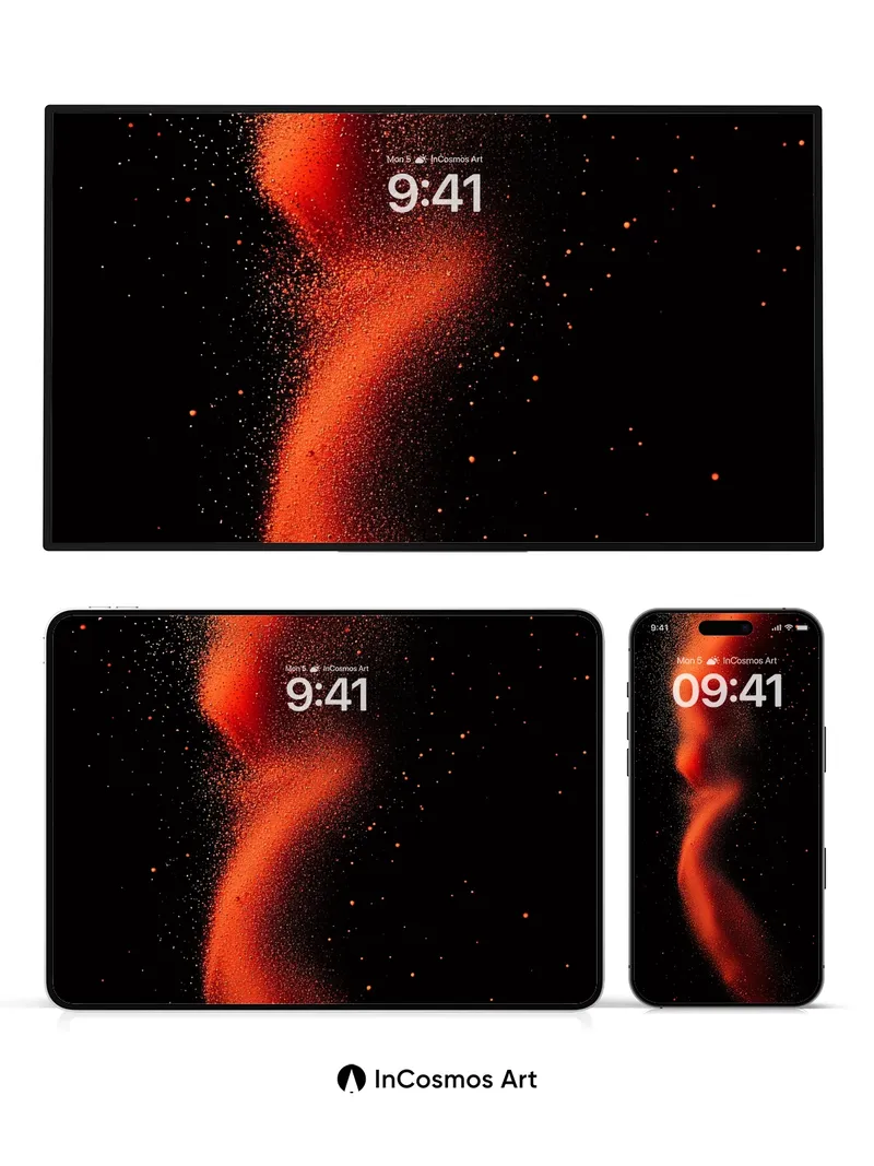 Crimson Nebula Wallpaper with Floating Particles