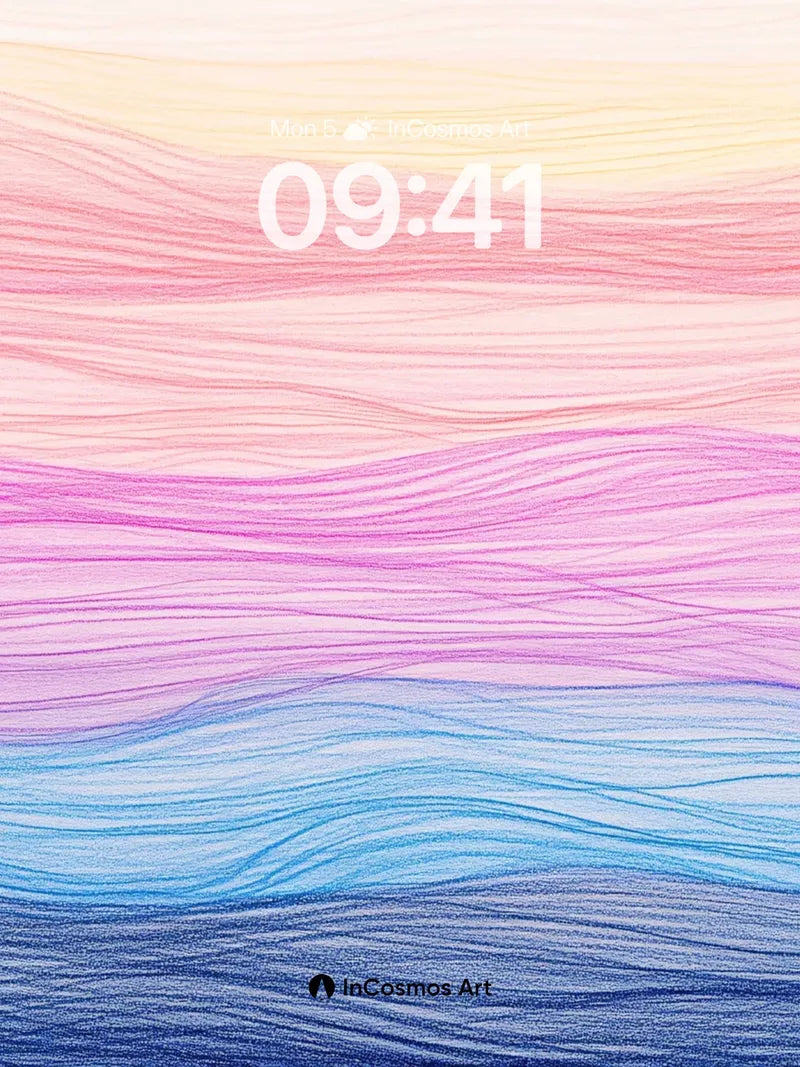 Serene Gradient Wallpaper with Wavy Light Trails