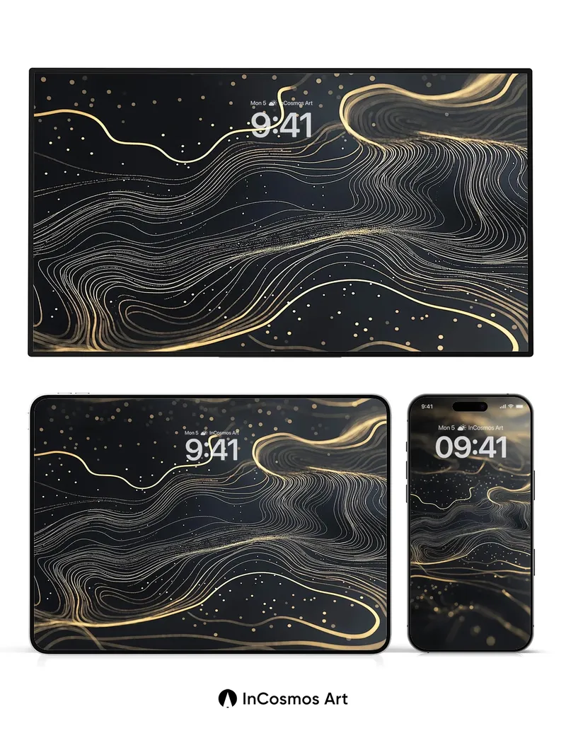 Luminous Topography Wallpaper with Starlit Veins
