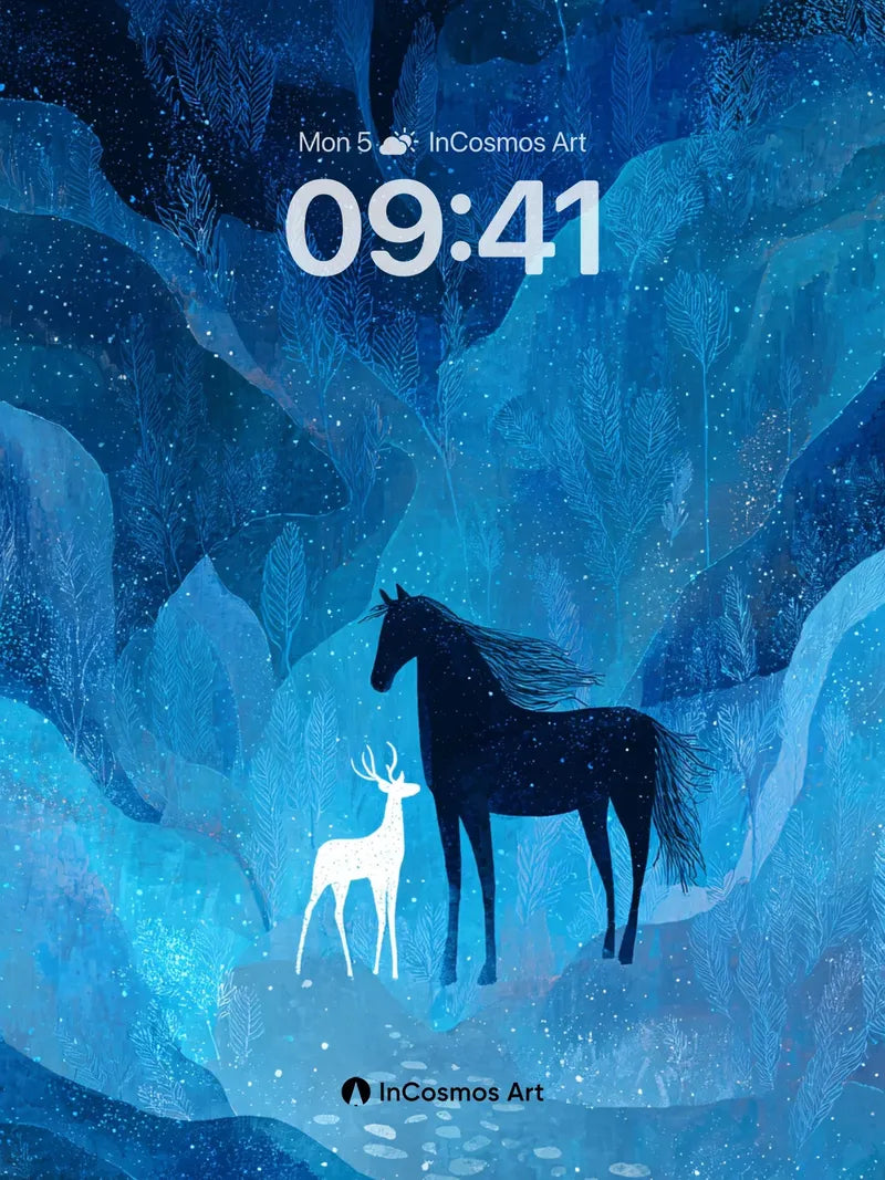 Stellar Silence Wallpaper with Moonlit Forest