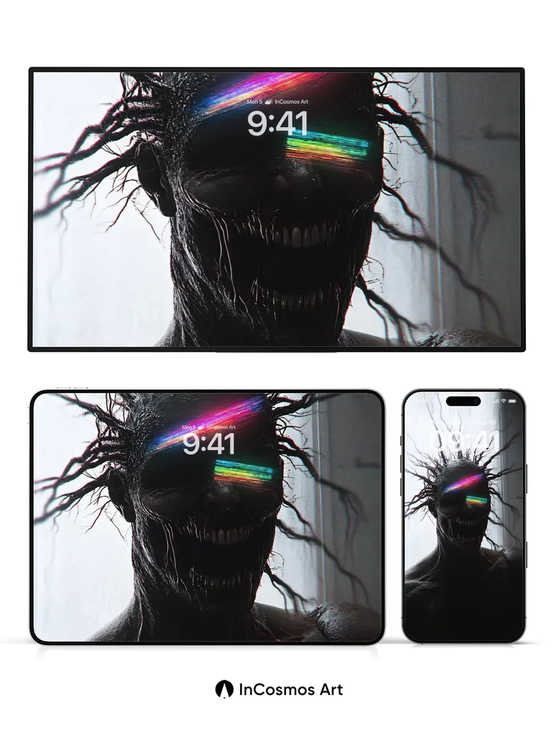 Neon Nightmare Wallpaper with Electric Roots