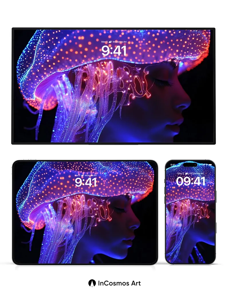 Luminous Abyss Wallpaper with Bioluminescent Veil