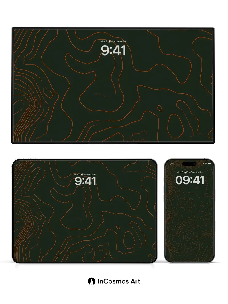 Topographic Echo Wallpaper with Copper Veins