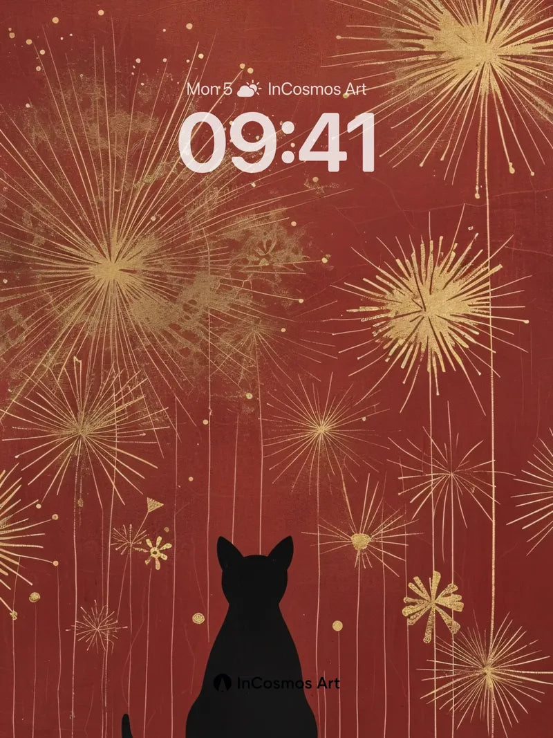 Silhouetted Wonder Wallpaper with Golden Fireworks wallpaper for iPhone, iPad & Mac